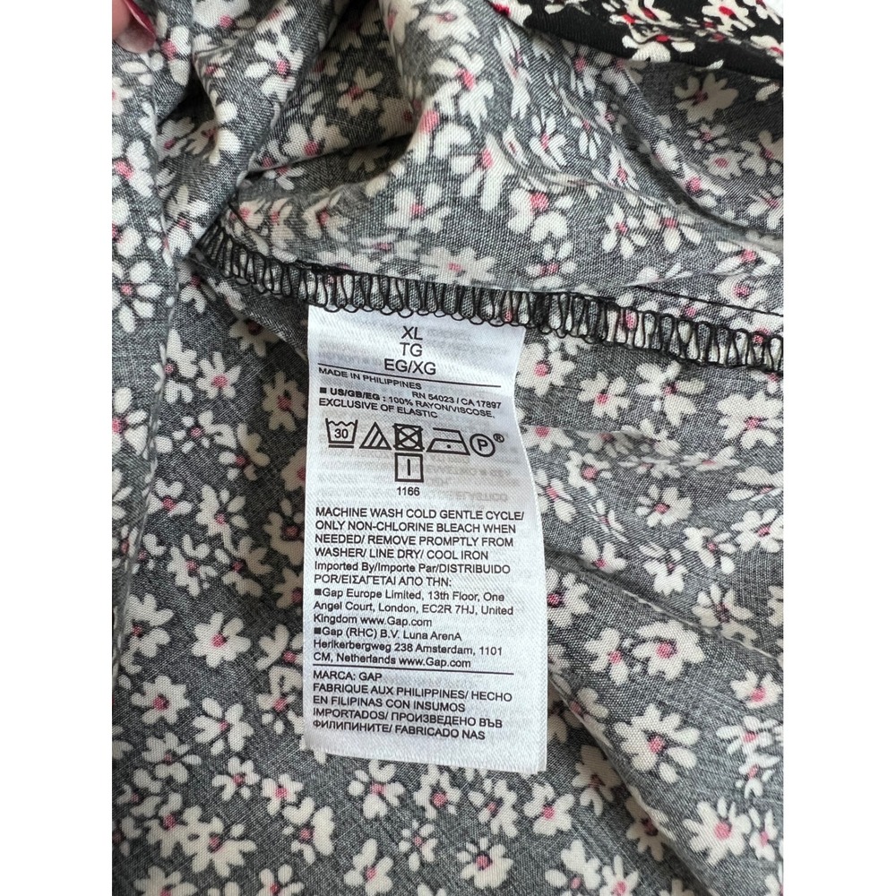 GAP NWT XL Black Floral Mock Neck Tie Blouse Dark Academia Cottagecore - Picture 6 of 12